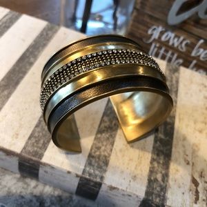 Silpada Leather, Brass & Swarovski Crystal Cuff